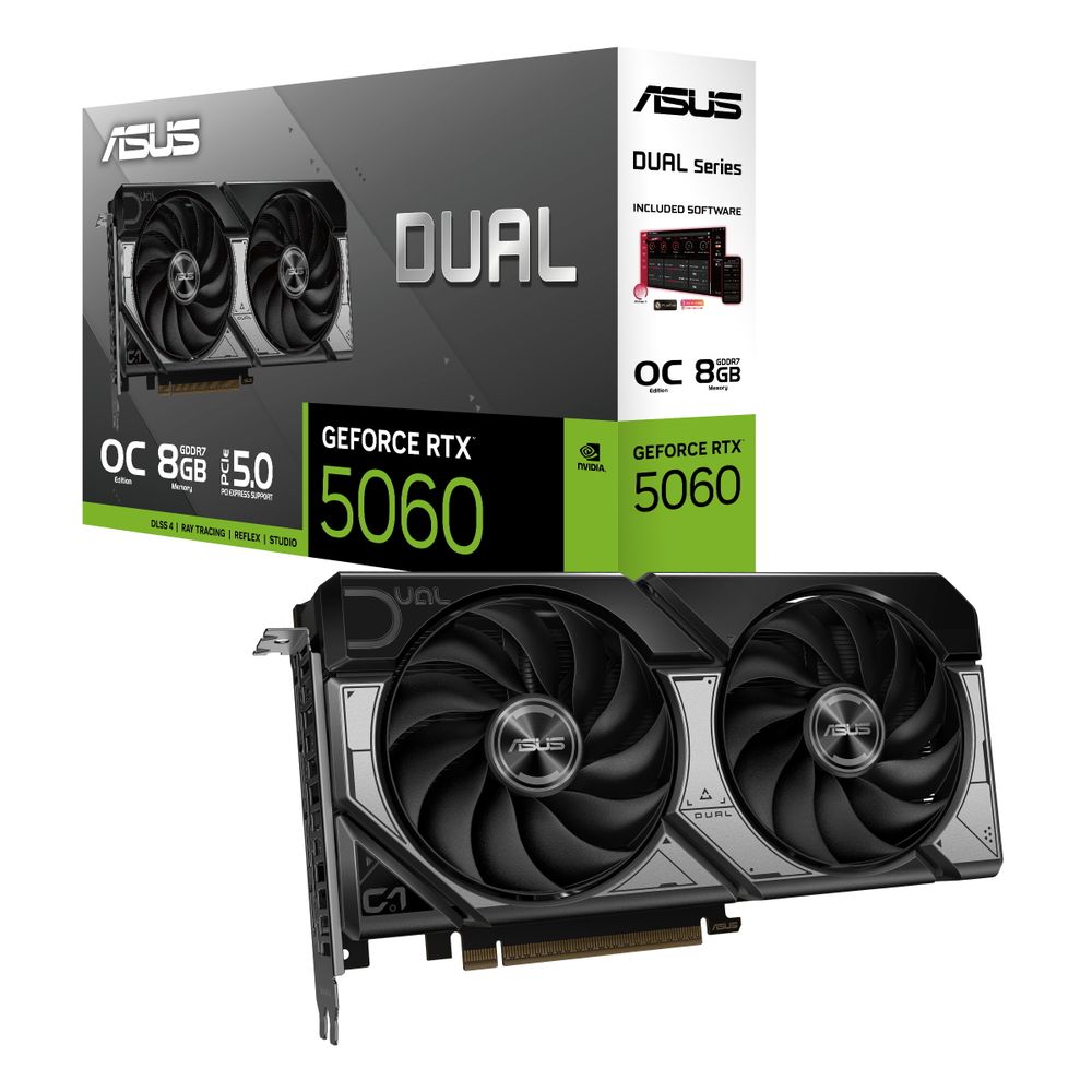 Видеокарта ASUS RTX5060 DUAL OC 8GB GDDR7 128bit 3xDP HDMI 2FAN RTL [DUAL-RTX5060-O8G] (90YV0N12-M0NA00)