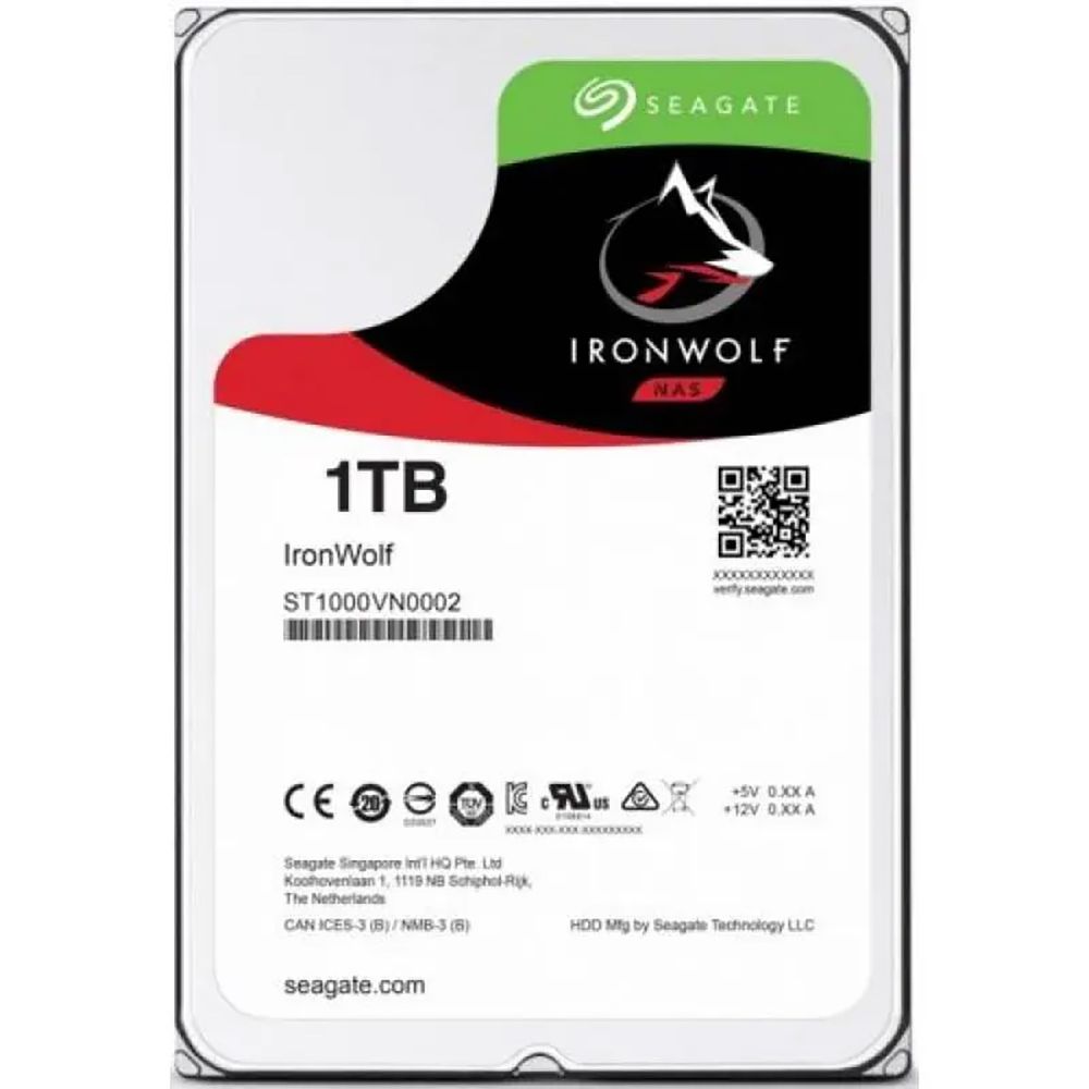 Жесткий диск Seagate IronWolf NAS ST1000VN002 1TB 3.5" SATA 6Gb/s, 5900rpm, 64MB, 24x7, Bulk (002370)