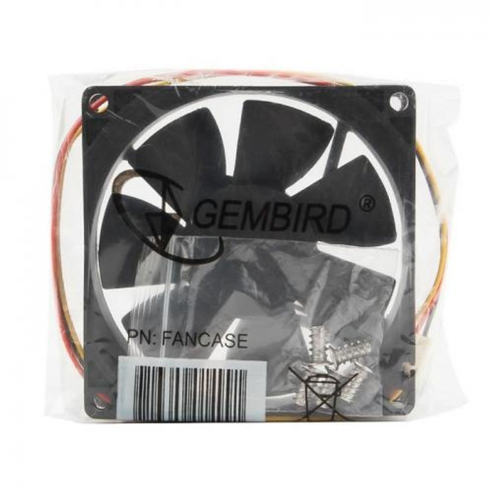 Вентилятор в корпус Gembird FANCASE 80x80x25, втулка, 3 pin, провод 30 см {100} (014991)