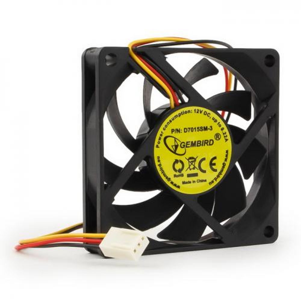 Вентилятор в корпус Gembird D7015SM-3 70x70x15, втулка, 3 pin, провод 25 см {100} (068239)