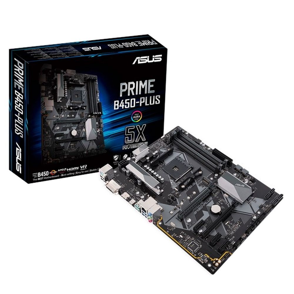 Материнская плата ASUS PRIME B450-PLUS AM4 ATX 4xDDR4 2xPCIEx16 3xPCIEx1 M.2 USB-C HDMI DVI GLAN {10}, (075671) (90MB0YN0-M0EAY0)
