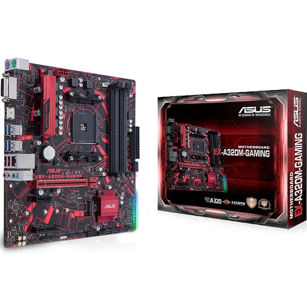 Материнская плата ASUS EX-A320M-GAMING AM4 mATX 4xDDR4 PCIEx16 PCIEx4 PICEx1 M.2 HDMI DVI GLAN (10) {10} (90MB0VG0-M0EAYM)