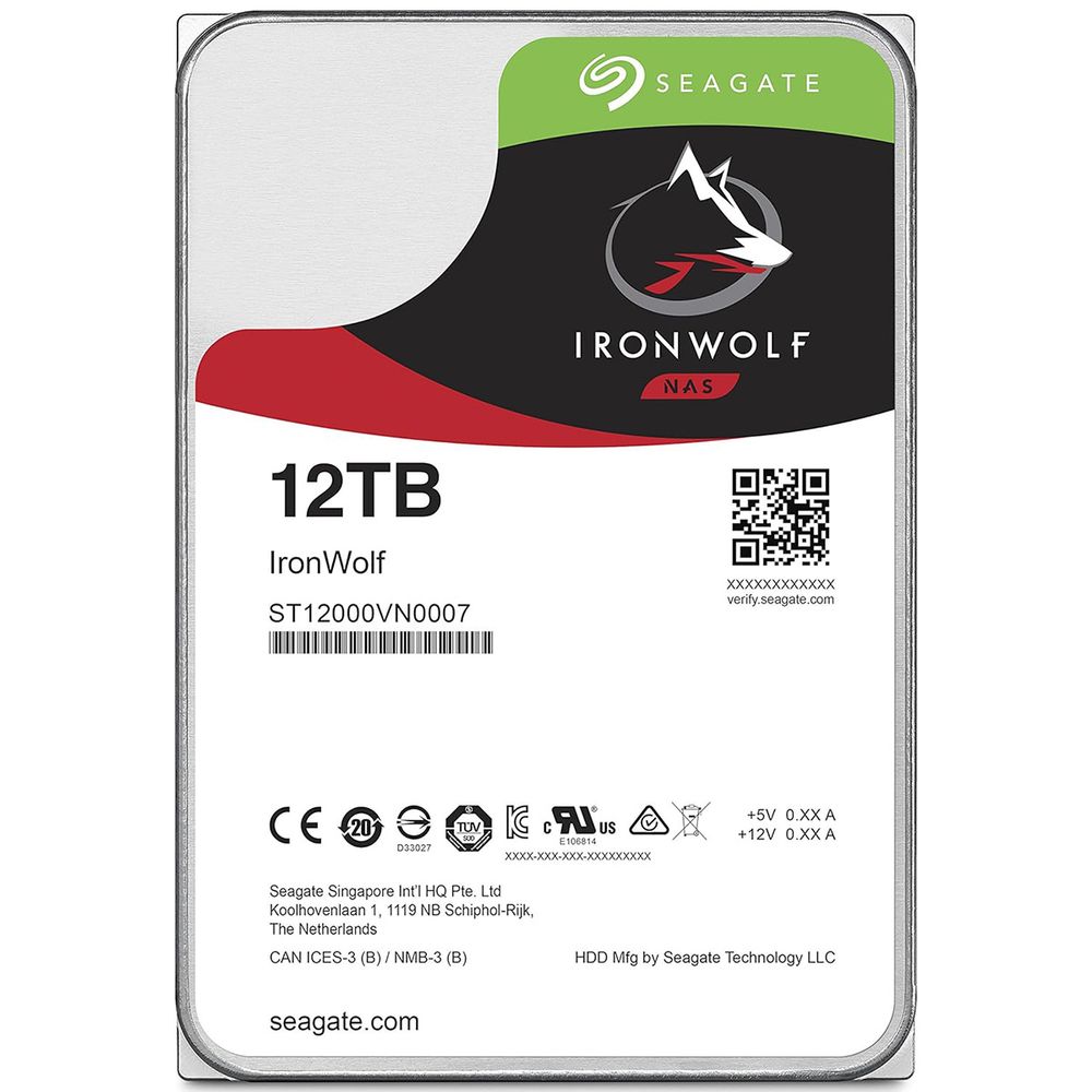 Жесткий диск Seagate IronWolf NAS ST12000VN0007 12TB 3.5" SATA 6Gb/s, 7200rpm, 256MB, 24x7, Bulk