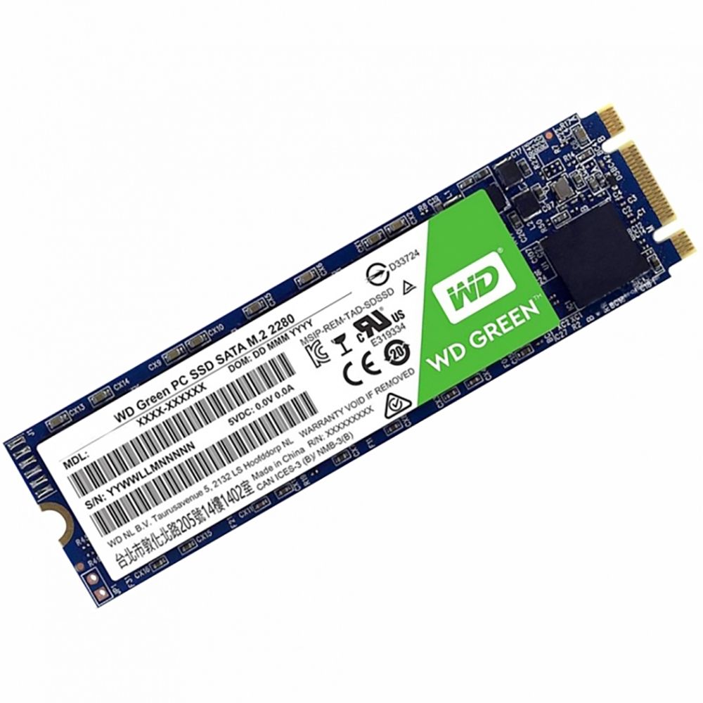 Твердотельный накопитель SSD WD Green M.2 2280 WDS480G2G0B 480GB Client SATA 6Gb/s, 545/545, MTBF 1M, 3D TLC, 40TBW, Retail (858838)