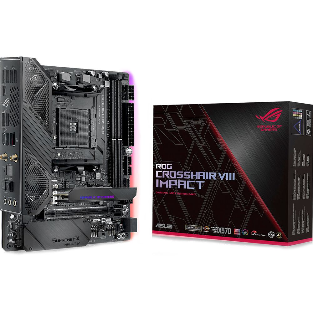 Материнская плата ASUS ROG CROSSHAIR VIII IMPACT X570 AM4 mini-DTX 2xDDR4 PCIEx16 2xM.2 USB-C GLAN Wi-Fi 6 {6} (90MB11Q0-M0EAY0)