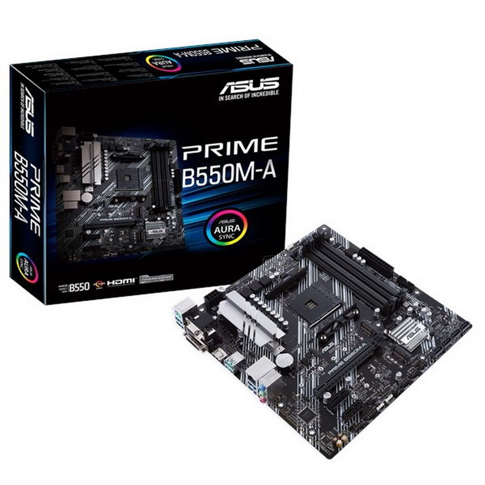 Материнская плата ASUS PRIME B550M-A AM4 mATX 4xDDR4 PCIEx16 2xPCIEx1 2xM.2 HDMI DVI VGA GLAN {10} (90MB14I0-M0EAY0)