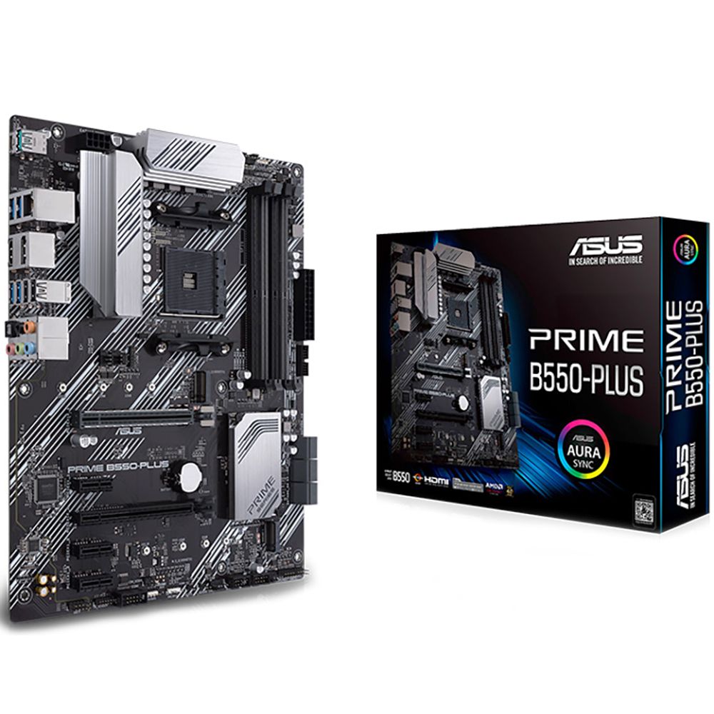 Материнская плата ASUS PRIME B550-PLUS  AM4 ATX 4xDDR4 2хPCIEx16 3хPCIEx1 2xM.2 USB-C DP HDMI GLAN RTL{10} (782340) (90MB14U0-M0EAY0)