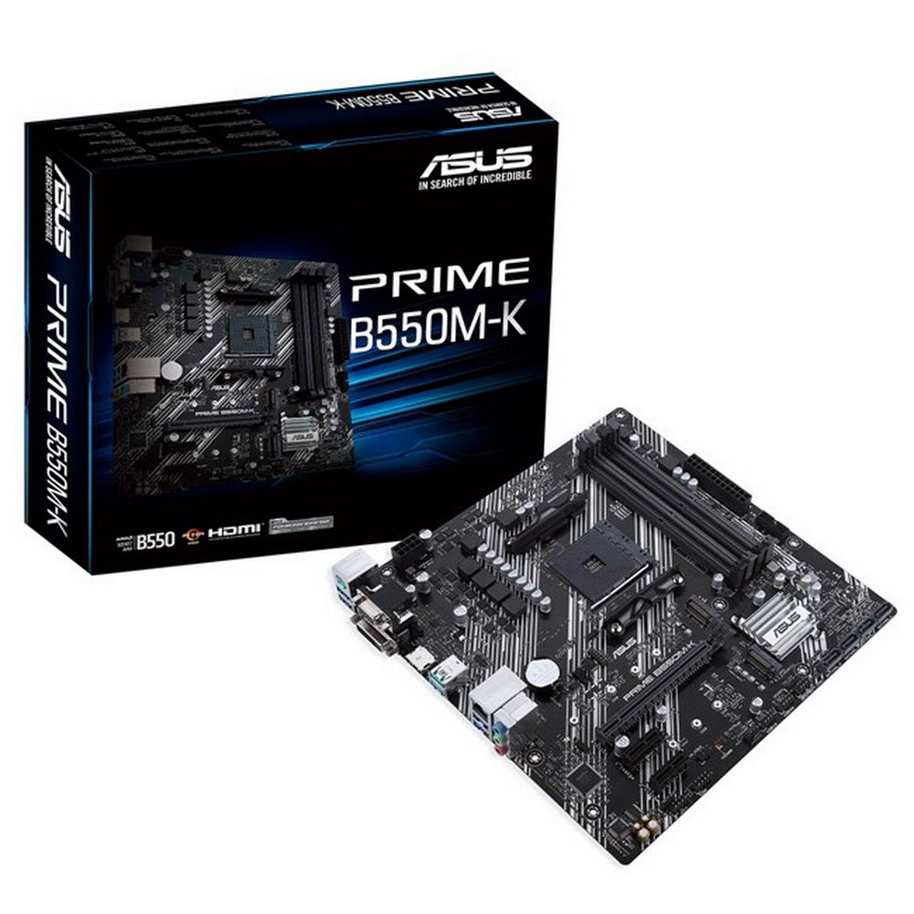 Материнская плата ASUS PRIME B550M-K AM4 mATX 4xDDR4 PCIEx16 2xPCIEx1 M.2 HDMI DVI VGA GLAN AM4 microATX 4xDDR4 PCIEx16 2xPCIEx1 2xM.2 VGA DVI HDMI GLAN RTL {10} (90MB14V0-M0EAY0)