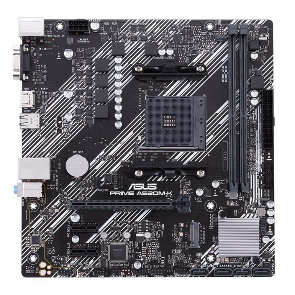 Материнская плата ASUS PRIME A520M-K AM4 mATX 2xDDR4 PCI-Ex16 2xPCI-Ex1 M.2 HDMI VGA GLAN {10} (90MB1500-M0EAY0)