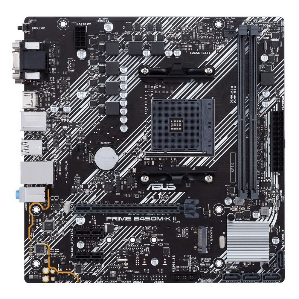 Материнская плата ASUS PRIME B450M-K II AM4 mATX 2xDDR4 PCI-Ex16 2xPCI-Ex1 M.2 HDMI DVI VGA GLAN (90MB1600-M0EAY0)