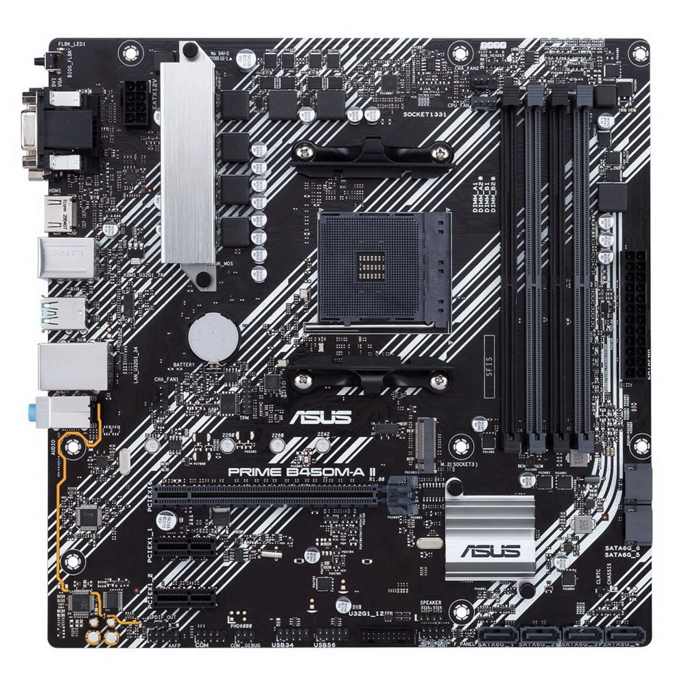 Материнская плата ASUS PRIME B450M-A II AM4 mATX 4xDDR4 PCI-Ex16 2xPCI-Ex1 M.2 HDMI DVI VGA GLAN (924986) (90MB15Z0-M0EAY0)