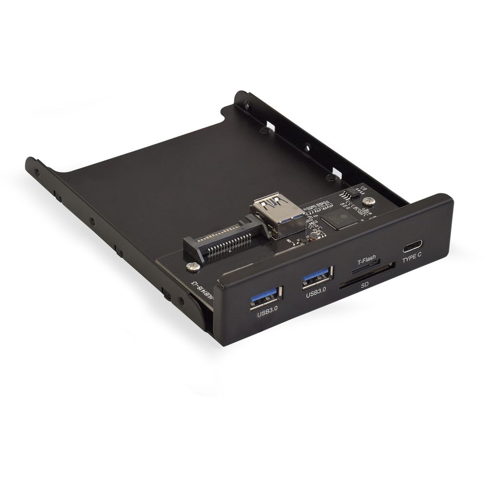 Планка Exegate USB на переднюю панель ExeGate U3H-621 > 3,5", 2*USB3.0+1*TypeC+1*SD+TF card, черная, металл, подсоединение к мат. плате (117198) (EX283578RUS)