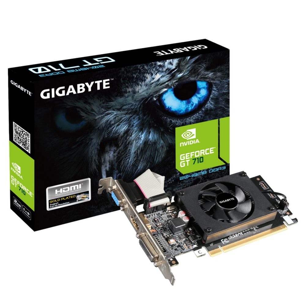 Видеокарта Gigabyte GT710 2GB DDR3 64bit VGA DVI-D HDMI RTL {30} (316464) (GV-N710D3-2GL 2.0)