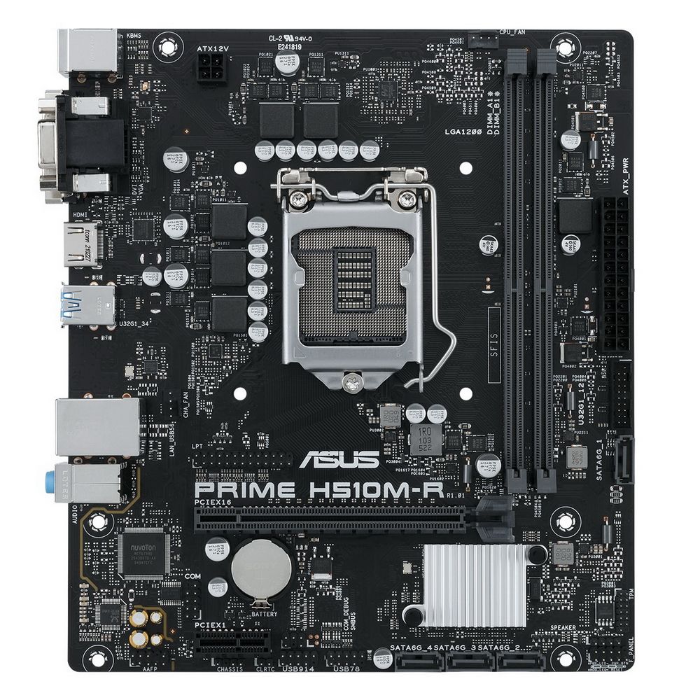 Материнская плата ASUS PRIME H510M-R-SI LGA1200 mATX 2xDDR4 PCIEx16 PCIEx1 HDMI DVI VGA {10} (299394) (90MB18C0-M0ECY0)