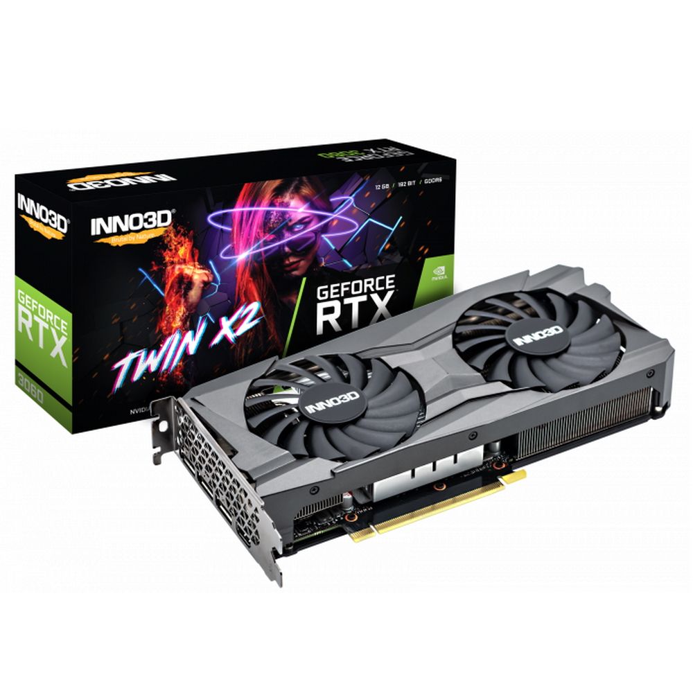 Видеокарта INNO3D RTX3060 TWIN X2 12GB GDDR6 192bit 3xDP HDMI 2FAN RTL {10} (796) (102091) (N30602-12D6-119032AH)