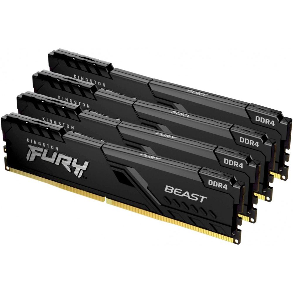 Модуль памяти Kingston FURY Beast Black Gaming Memory KF432C16BB1K4/64 64GB DDR4 3200 DIMM Non-ECC, CL16, 1.35V, 1Gx8 (Kit of 4), RTL (319866)