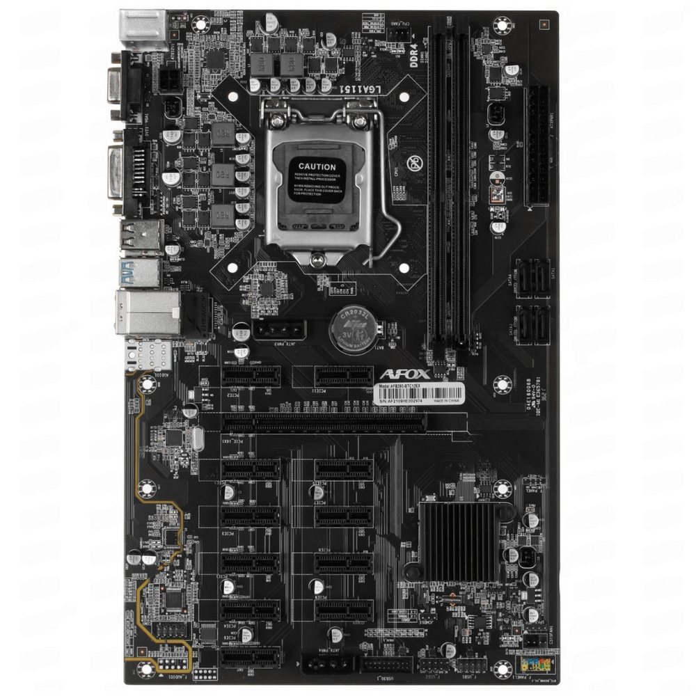 Материнская плата Afox AFB250-BTC12EX RTL LGA1151 ATX 2xDDR4 PCIEx16 11xPCIEx1 DVI VGA (783767)