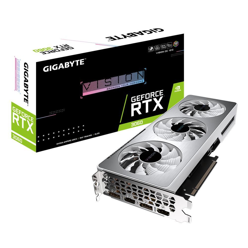 Видеокарта Gigabyte Bad Pack RTX3060 12GB GDDR6 192bit 2xHDMI 2xDP LHR (309350) (GV-N3060VISION OC-12GD 2.0||bp)