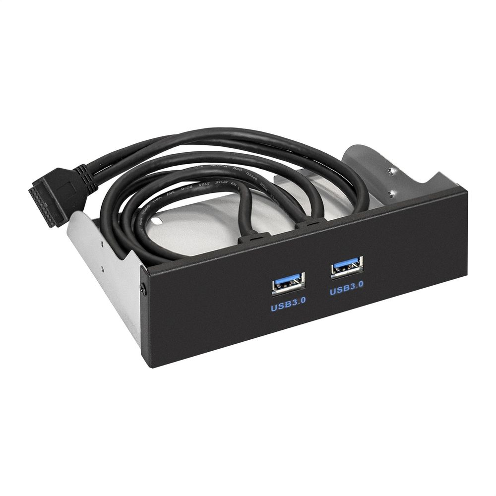 Планка USB Exegate U5H-615, 5,25", 2*USB3.0, черная, металл, подсоед. к MB OEM (127616) (EX289289RUS)