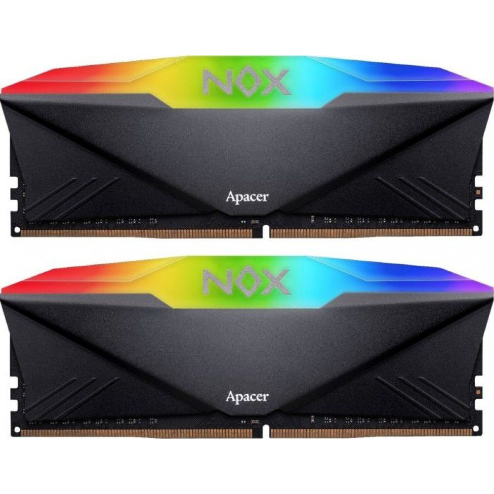 Модуль памяти Apacer NOX RGB Black Gaming Memory AH4U16G32C28YNBAA-2 16GB DDR4 3200 DIMM Non-ECC, CL16, 1.35V, Kit (2x8GB), Intel XMP 2.0, Heat Sink, RTL