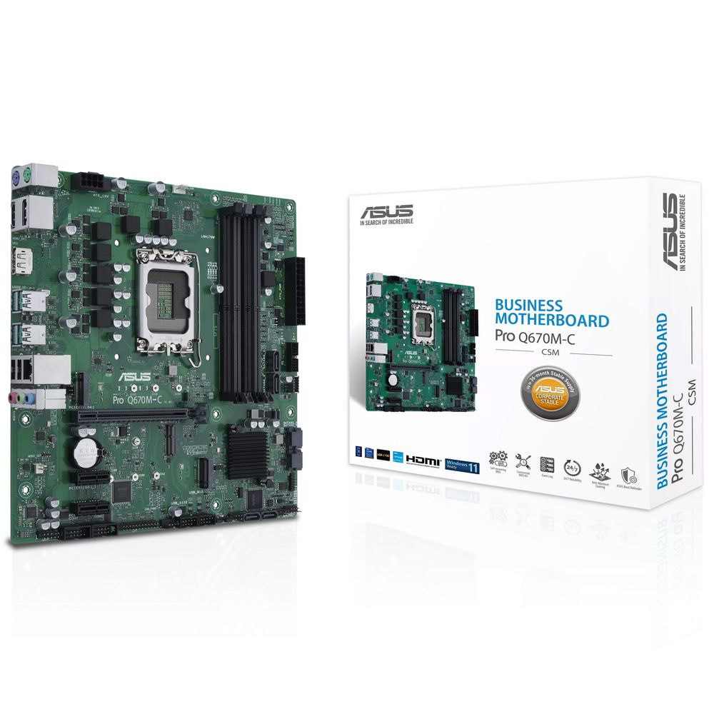 Материнская плата ASUS PRO Q670M-C-CSM LGA1700 mATX 4xDDR5 PCIEx16 2xPCIEx1 2xM.2 DP HDMI GLAN (518389) (90MB19E0-M0EAYC)