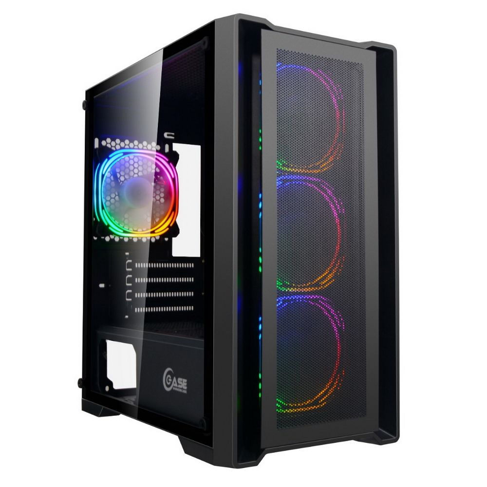 Корпус Powercase Корпус Powercase Alisio Micro X4B, Tempered Glass, 4х 120mm 5-color fan, чёрный, mATX  (CAMIB-L4)