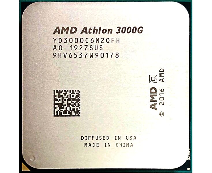 APU s AM4 AMD Athlon 3000 G Tray (YD3000 C6 M2 OFH) (3.50 G Hz, Picasso, 2 C/4 T, GPU: Radeon Vega 3 (192 Shader cores, 1000 M Hz), L2: 1 MB, L3: 4 MB, 12nm, 35 W, DDR4-2666)