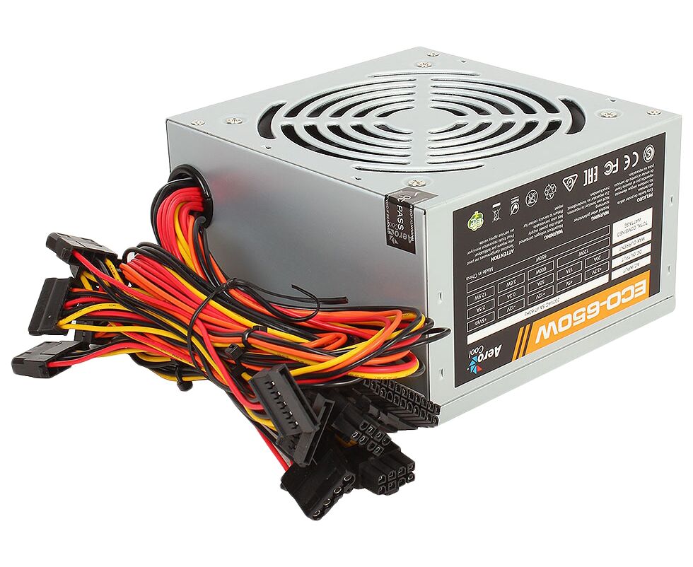Блок питания Aerocool ECO-650 W (ATX 2.3, 650 W, 120mm fan) Box
