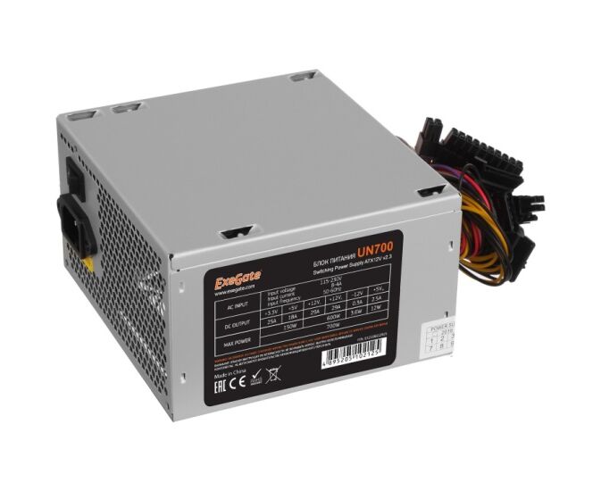 Блок питания Exe Gate EX259602 RUS 700 W UN700 (ATX, 12cm fan, 24pin, 4pin, PC Ie, 3x SATA, 2x IDE, FDD)