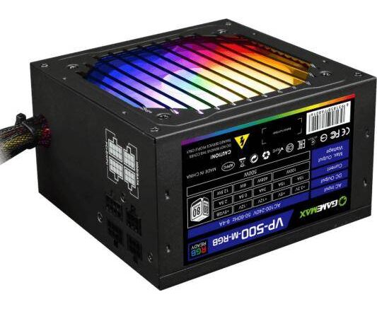 Блок питания Game Max VP-500-RGB-MODULAR 80+ ATX 500 W, Ultra quiet