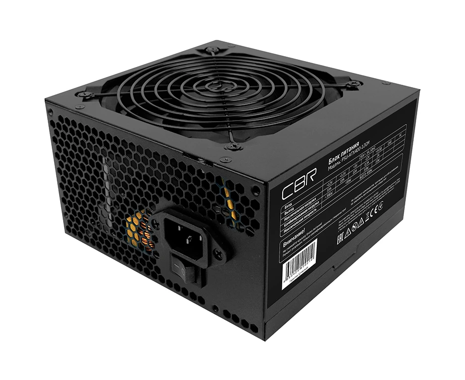 Блок питания CBR 400 W (PSU-ATX400-12 GM) ATX, 80+ Bronze, DC-DC, APFC, 0.6mm, 20+4pin, 12cm fan, 1.5м кабель питания, черный