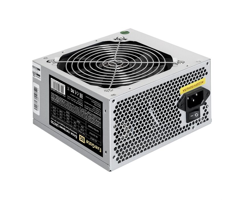 Блок питания Exe Gate UN750 EX292178 RUS-S 750 W (ATX, SC, 12cm fan, 24pin, 4+4pin, 2x PCI-E, 5x SATA, 3x IDE, кабель 220 V с защитой от выдергивания)