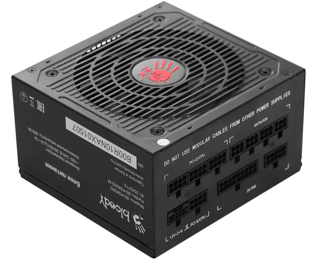 Блок питания BLOODY BD-PS850 G (BD-PS850 G-M), 850 Вт, 120мм, черный, retail
