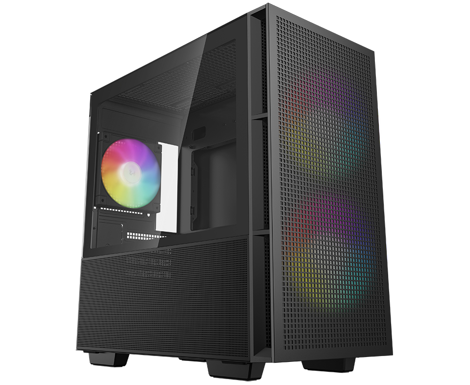 Корпус Deepcool CH360 black (R-CH360-BKAPE3-G-1) Mini Tower (m ATX, без БП, ARGB, USB3.2 Type-A + USB3.2 Type-C)