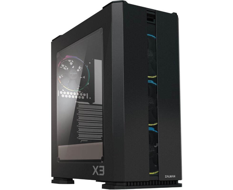 Корпус Zalman X3 Black, ATX, Window, 2x3.5", 2x2.5", 2x USB2.0, 2x USB3.0, FRONT 3x120mm RGB, REAR 1x120mm RGB