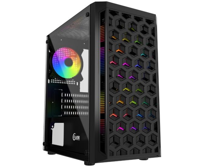 Корпус Powercase Mistral Micro T3 B CMIMTB-L3, Tempered Glass, Mesh, 2x 140mm + 1х 120mm 5-color fan, чёрный, m ATX