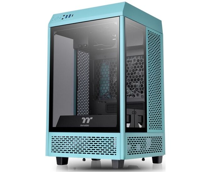 Корпус Thermaltake The Tower 100 Turquoise (CA-1 R3-00 SBWN-00) без БП mini ITX 1x120mm 3x140mm 2x USB3.0