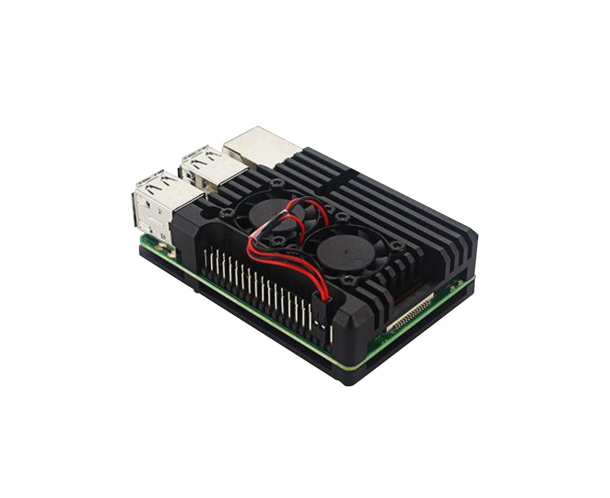 Корпус ACD RA458 Black Metal Aluminum Case with double Fans for Raspberry Pi 3 B/3 B+