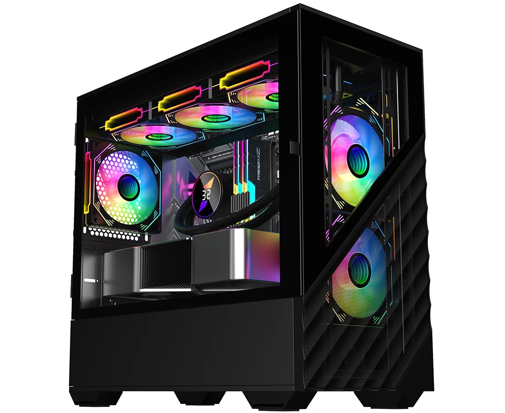 Корпус 1 STPLAYER DK D7 Black (D7-BK-3 F1) / m ATX / 3x120mm LED fans