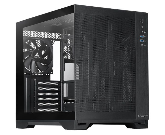 Корпус CHIEFTEC Visio Air GM-30 B-M-OP без БП, боковая панель из закаленного стекла, 3x PWM 140мм вентилятора, черный, ATX