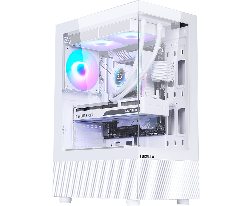 Корпус Formula Crystal Z1 Plus белый без БП ATX 2x120mm 2x USB2.0 1x USB3.0 audio bott PSU