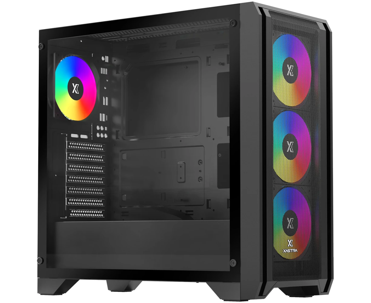 Корпус XASTRA A500 4 ARGB Black (A500-BK-FC120 ARGB-4 F-GL) ATX/Mesh/ tempered glass / 4x 120mm FC120-ARGB PWM fans