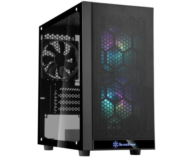 Корпус Silverstone SST-PS15 B-PRO Precision Mini Tower Micro ATX Computer Case, tempered glass, 2x 120mm ARGB, 1x ARGB Controller, black