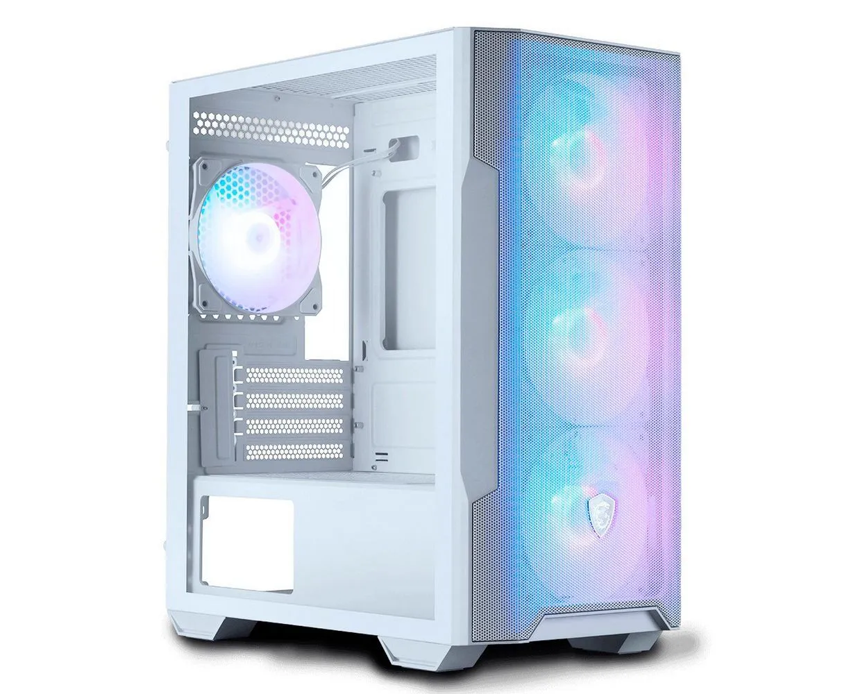 Корпус MSI Mag Forge M100 R White (306-7 G20 W21-HH9) Mini-Tower, MATX, 1x USB 3.0, 2x USB 2.0, 4x120mm ARGB Fan, ARGB Control Board, Tempered Glass Window