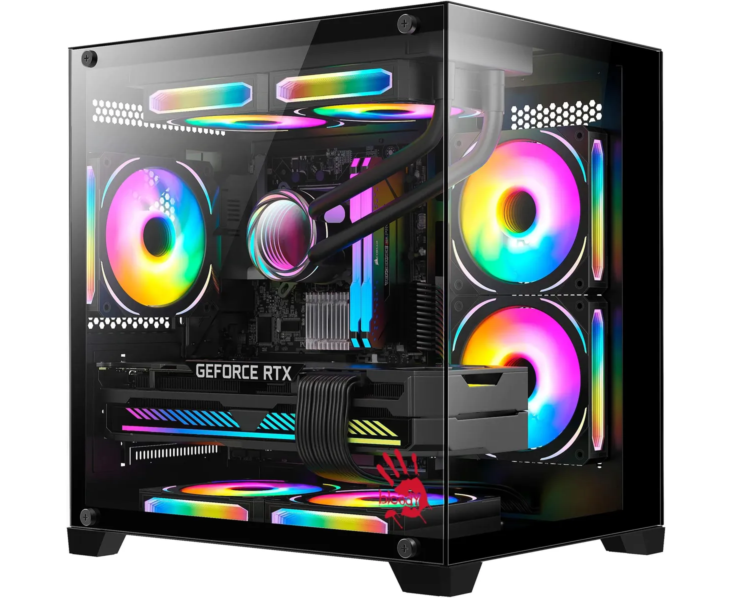 Корпус BLOODY BD-CC105, m ATX, Midi-Tower, без БП, черный