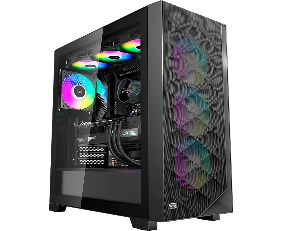 Корпус Pc Cooler C3 D510 BK ARGB без БП, Tempered Glass Full Tower, Black, TG, 0.7 SPCC, 3x120mm E-ATX, ATX, m ITX 170/390/410mm 2x2.5", 7x PCI