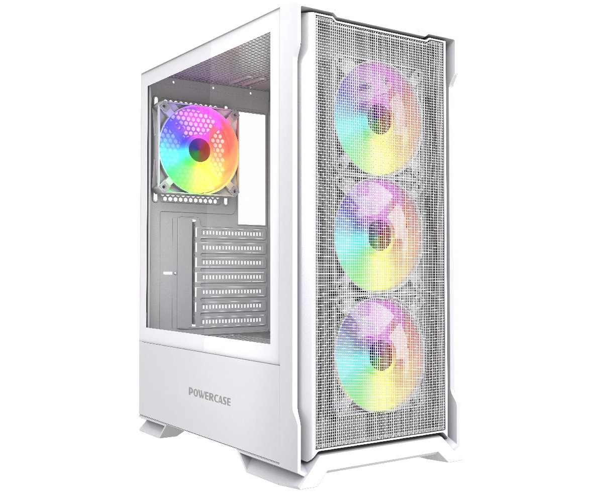 Корпус Powercase Mistral AZ4 W ARGB (CMAZW-A4), Tempered Glass, 4x 120mm ARGB Fans, белый, ATX