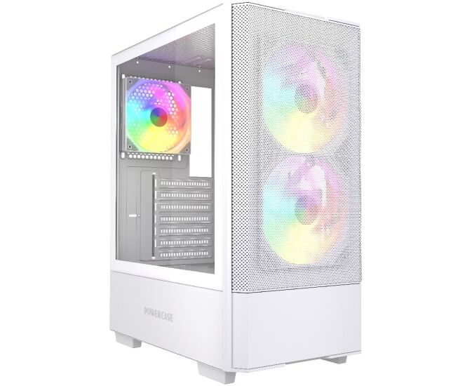 Корпус Powercase Mistral AY3 W ARGB (CMAYW-A3), Tempered Glass, 2x 140mm +1x 120mm ARGB Fans, белый, ATX