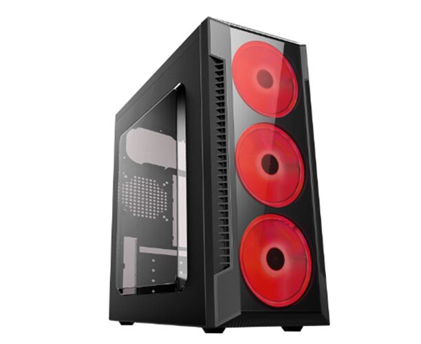 Игровой корпус: De Tech C3147 S USB 3.0 Red Прозрачная боковая панель