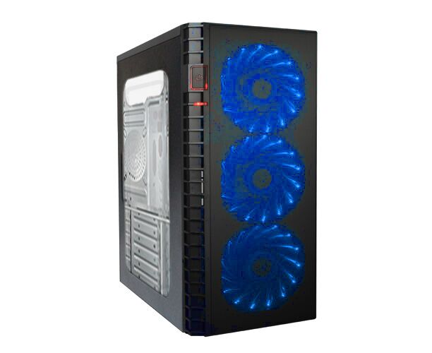 Игровой корпус: De Tech C3131 S USB 2.0 Blue Прозрачная боковая панель